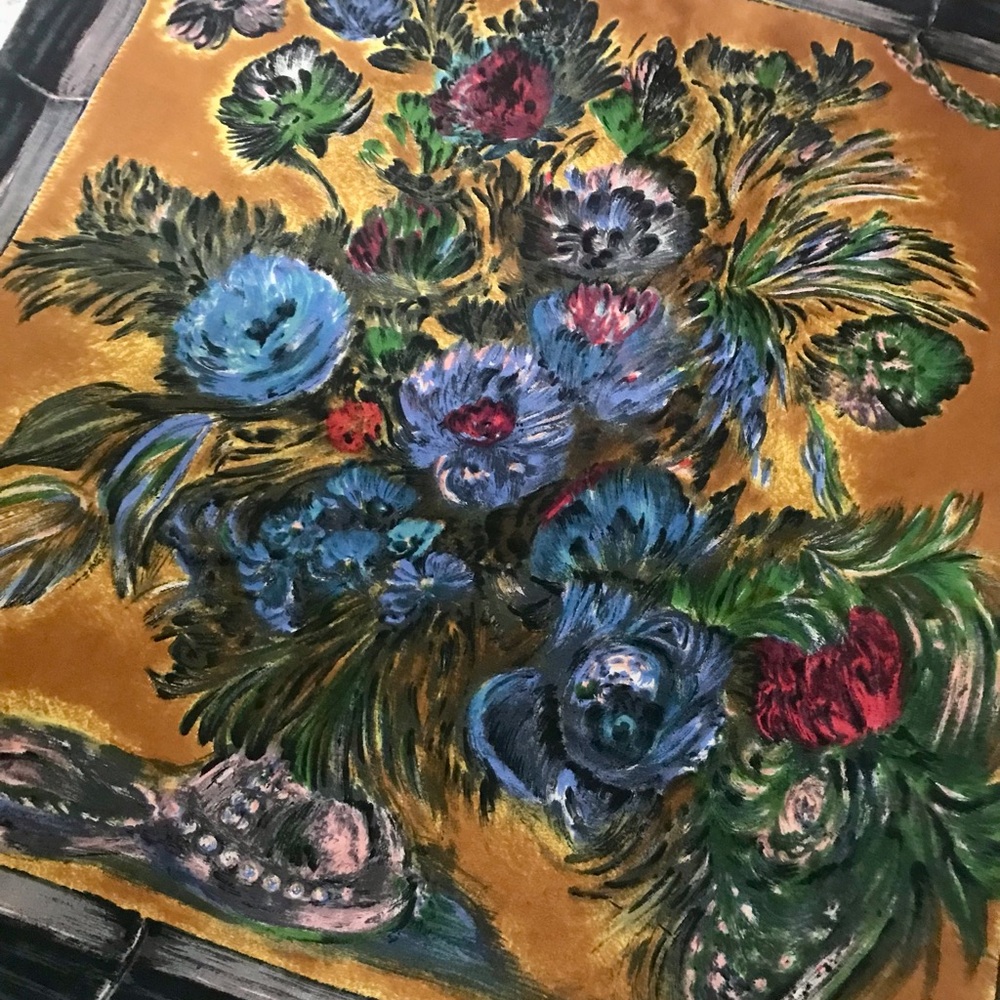 Vintage IMPRESSIONISTIC floral silk scarf